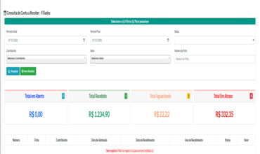 Sisgi - Tela Contas a recer filiados